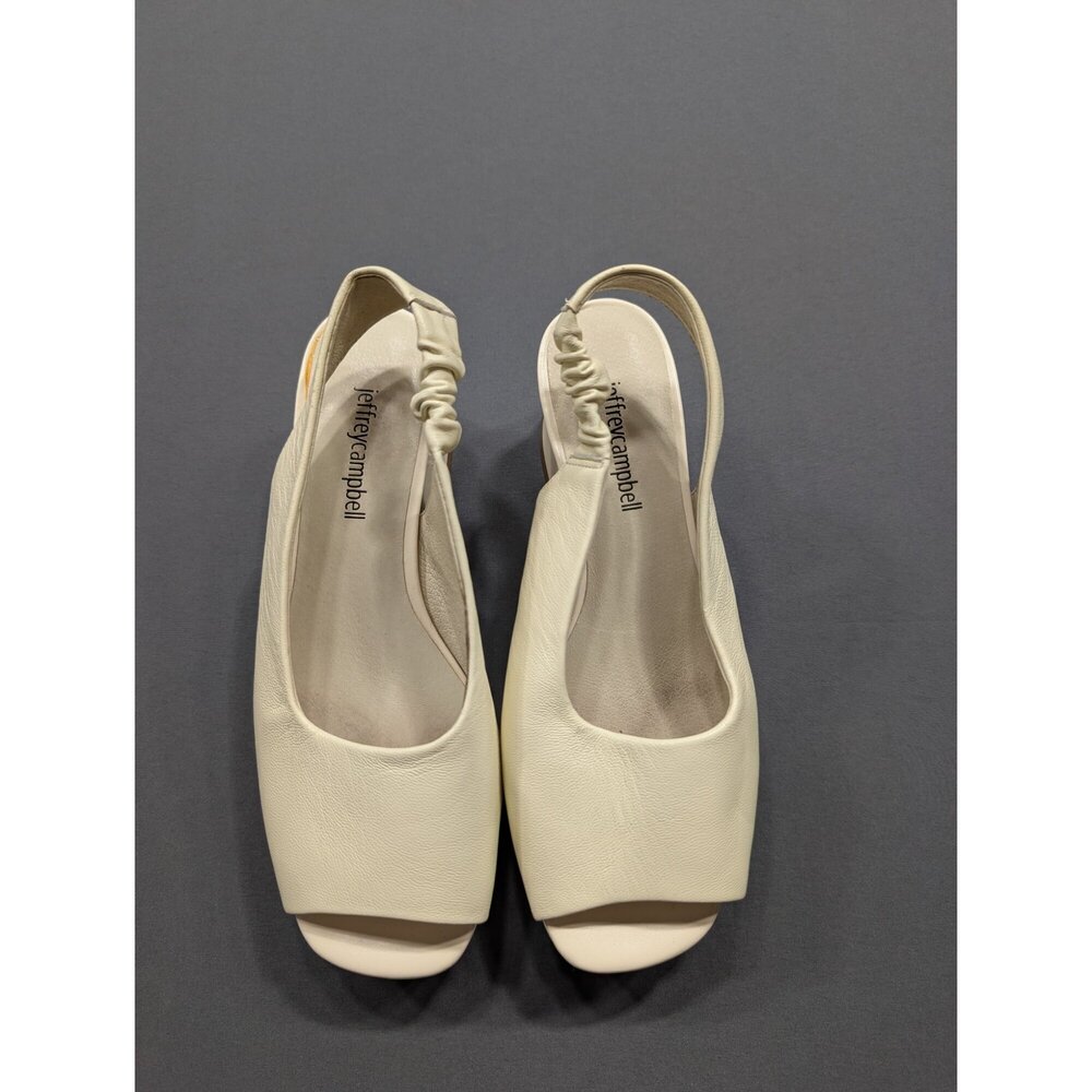 Jeffrey Campbell Cream Leather Slingback Platform Heels Sz 7